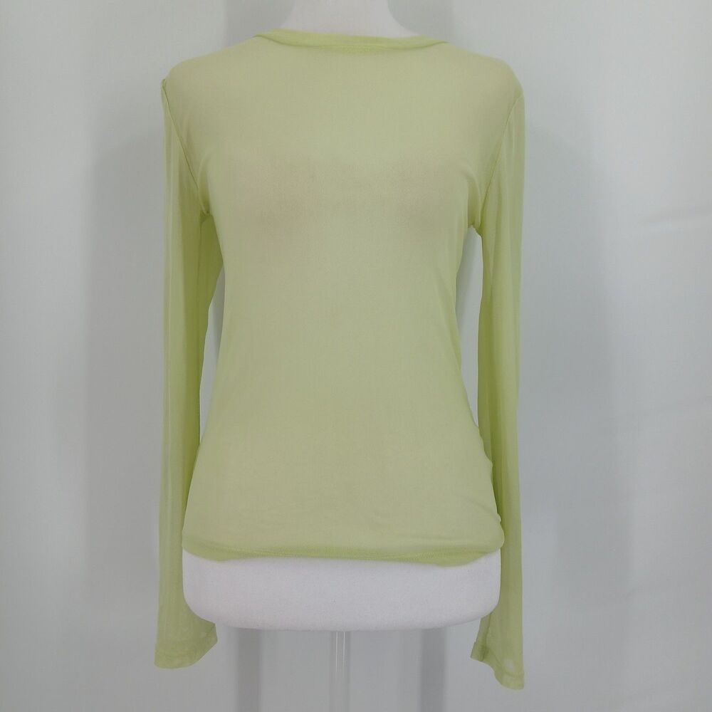 Wild Fable Women's Lime Green Sheer Mesh Long Sleeve Top Size M